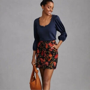 Anthropologie Maeve Ribbed Tiered sleeve top NWT